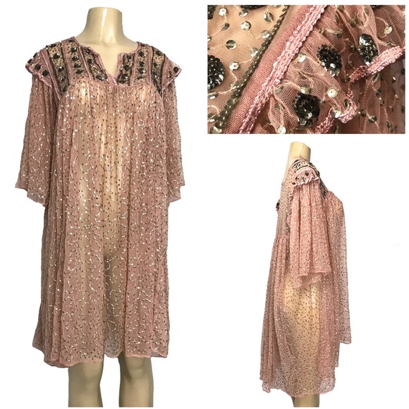 SOLD - Rare Pink Antik Batik Embroidered Dress - Picture 4 of 8